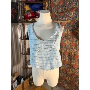 Rue+ Light Blue Daisy Eyelet Halter Crop Top Plus Size 2X New With Tags